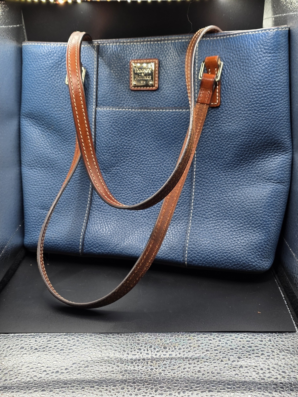 Dooney & Bourke Blue Pebble Grain Lexington Leather Tote